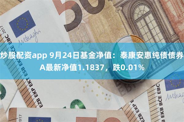 炒股配资app 9月24日基金净值：泰康安惠纯债债券A最新净值1.1837，跌0.01%